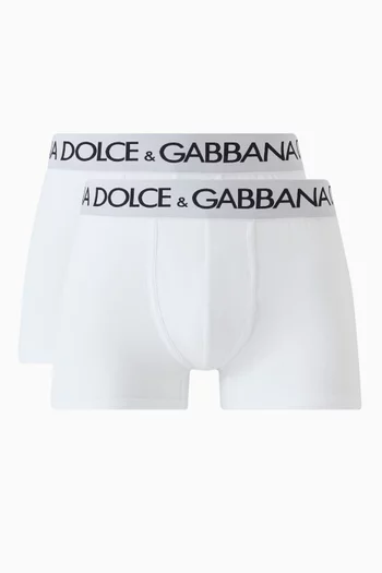 Logo Boxers in Stretch Cotton Jersey, Pack of 2