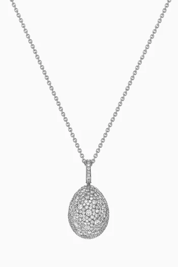 Emotion Diamond Egg Pendant Necklace in 18kt White Gold