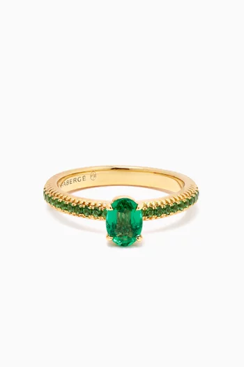 Colours of Love Emerald Fluted Ring in 18kt Yellow Gold