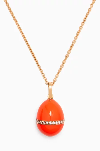 Essence Diamond Belt Egg Pendant Necklace in 18kt Rose Gold