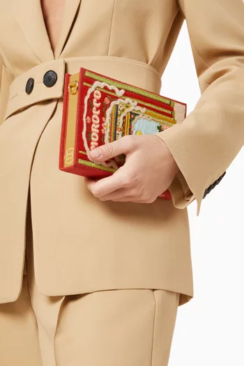Morocco Embroidered Book Clutch in Silk & Felt