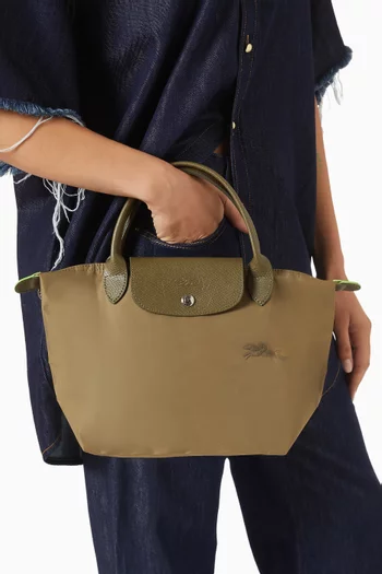 Small Le Pliage Green Tote Bag in Recycled Canvas