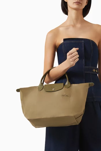 Medium Le Pliage Green Tote Bag in Recycled Canvas