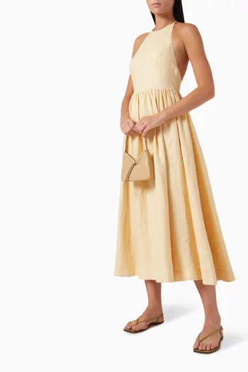 Percy Open-back Midi Dress in Linen