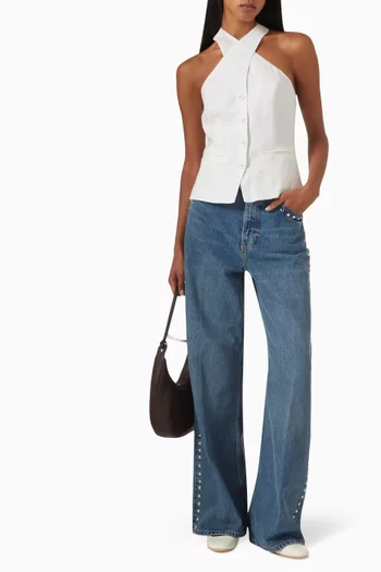 Cary Slouchy Embellished Wide-leg Jeans