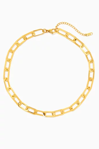 Clarisse Chunky Paperclip Necklace in 18kt Gold-plated Stainless Steel