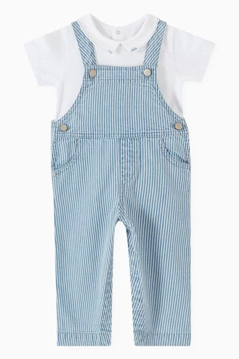 Stripe Dungarees in Cotton