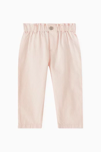 Striped Paperbag Waist Pants in Cotton