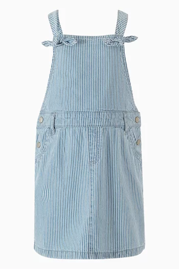 Bow Stripe Dungarees in Cotton