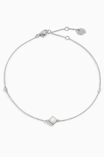 Cleo Pyramid Moonstone & Diamond Anklet in 18kt White Gold