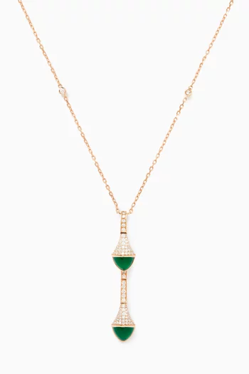 Cleo Diamond & Green Agate Drop Pendant Necklace in 18kt Rose Gold