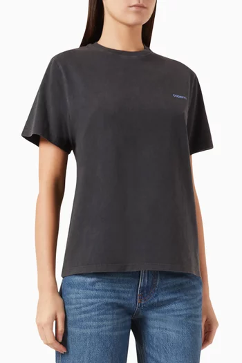 Washed Logo Boxy T-shirt in Cotton