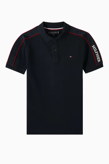 Monotype Tape Polo Shirt in Cotton Pique