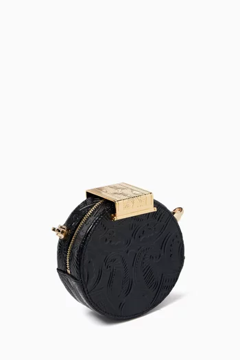 Micro Dome Embossed Crossbody Bag in Leather