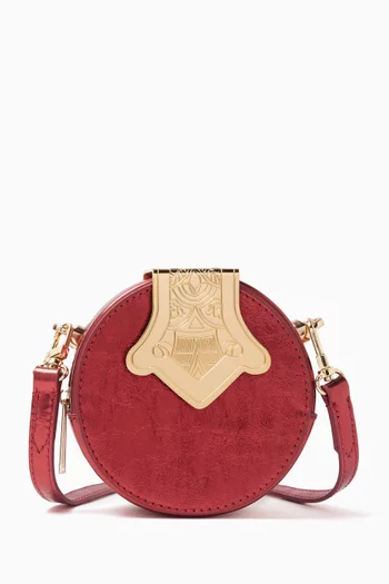 Micro Dome Embossed Crossbody Bag in Leather
