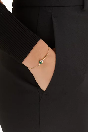 Kiku Glow Sphere Pearl & Malachite Bracelet in 18kt Gold