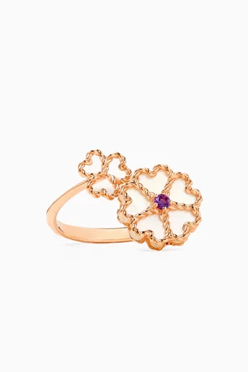 Farfasha Petali del Mare Mother of Pearl & Amethyst Ring in 18kt Rose Gold