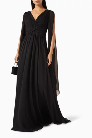 Cape-sleeve Maxi Dress