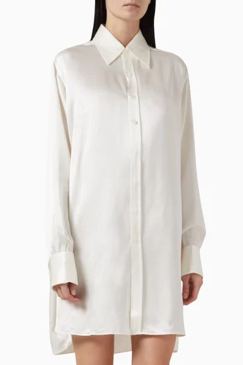 Long Button-up Shirt in Silk Satin