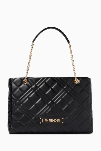 Love moschino quilted tote bag best sale