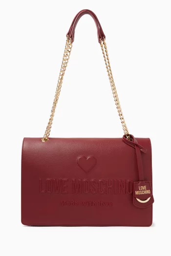 Love Embossed Shoulder Bag in Leather