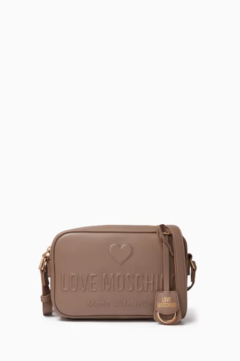 Love Embossed Camera Bag in Leather