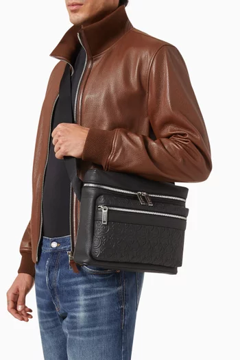 Gancini-embossed Crossbody Bag in Leather