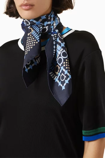 Gancini Print Foulard Scarf in Silk