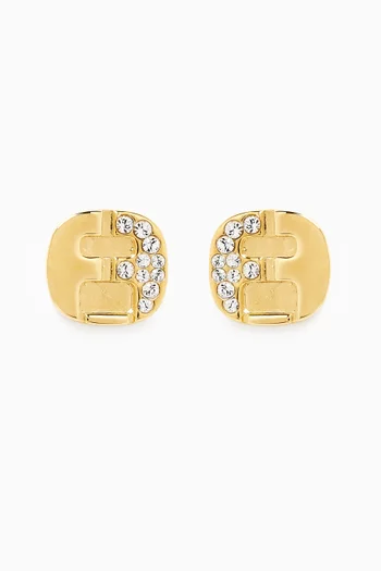 Gancini Crystal-embellished Stud Earrings in Gold-tone Brass