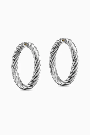 Sculpted Cable Hoop Earrings in Sterling Silver
