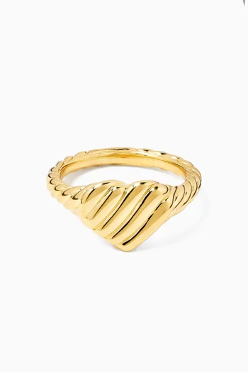 Sculpted Cable Heart Pinky Ring in 18kt Gold