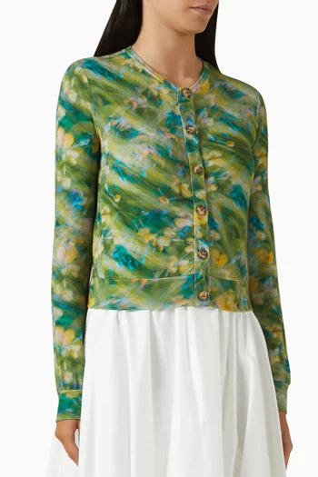 Poli Printed Cardigan in Viscose Knit