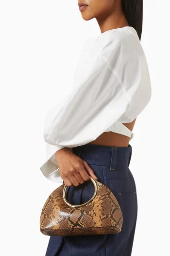 Mini Le Petit Calino Top-handle Bag in Snake-embossed Leather