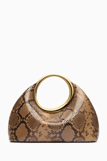 Mini Le Petit Calino Top-handle Bag in Snake-embossed Leather