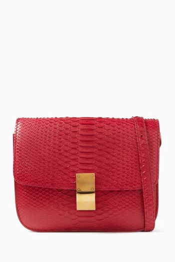 Medium Classic Box Flap Bag in Python Leather