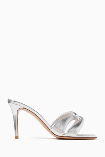 Amour 85 Mule Sandals in Metallic Leather