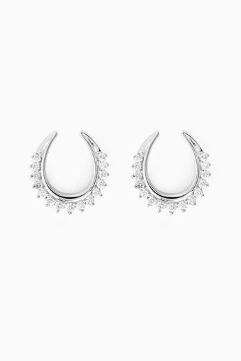 Horseshoe Diamond Stud Earrings in 18kt White Gold