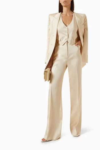 Tailored Boot-cut Pants in Silk-wool