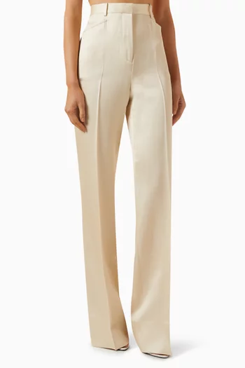 Tailored Boot-cut Pants in Silk-wool