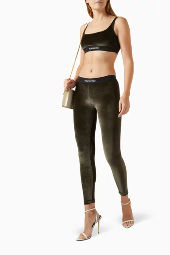 Logo Elasticated Leggings in Stretch Velvet