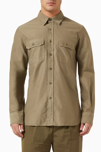 Military Long-sleeve Shirt in Cotton