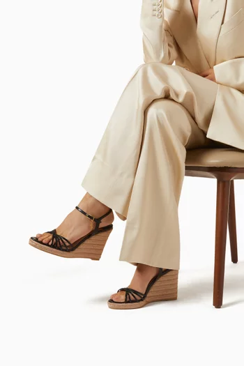 Cabana 85 Logo-charm Wedge Sandals in Lizard-print Leather