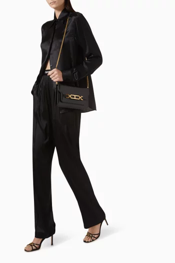Logo-waistband Pants in Silk Satin