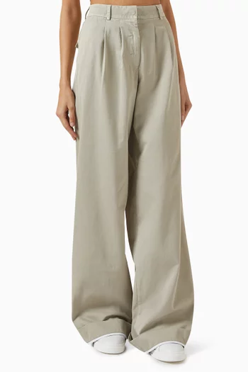 High-rise Wide-leg Pants in Cotton