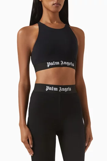 Logo Crop Top in Stretch Nylon