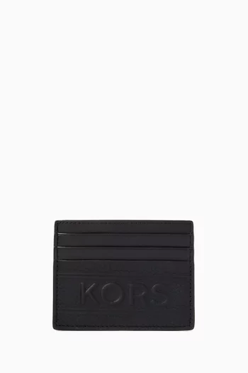 Hudson Embossed Tall Card Case in Pebbled Leather