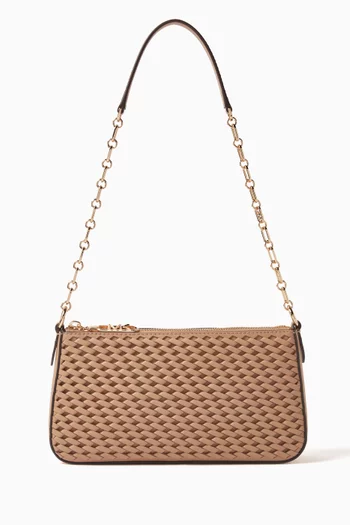 Medium Empire Chain Pouchette Shoulder Bag in Woven Leather