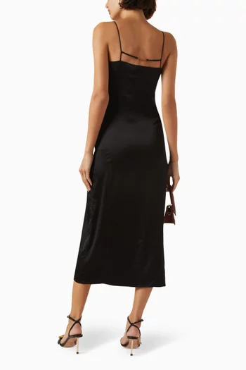 La Robe Notte Midi Dress in Stretch Satin