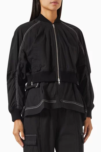 Layered Flounce Bomber Jacket in Cotton-blend