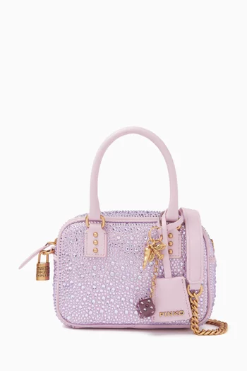 Mini Embellished Bowling Bag in Calf Leather